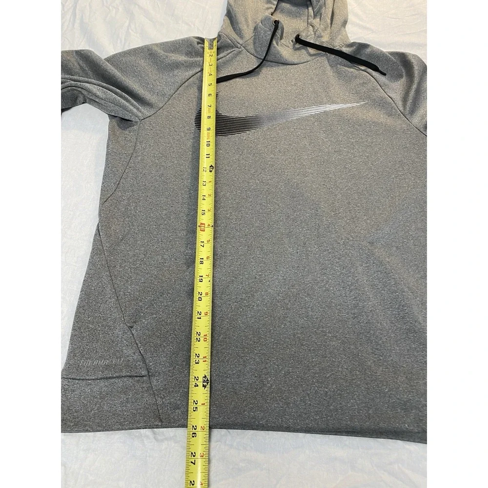 Nike Therma Fit Hoodie Mens Large Gray Pullover Swoosh‎ Sweatshirt